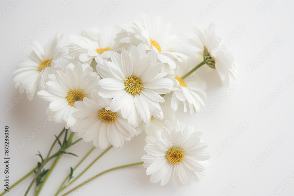 Obraz premium Delicate White Daisies on a White Background