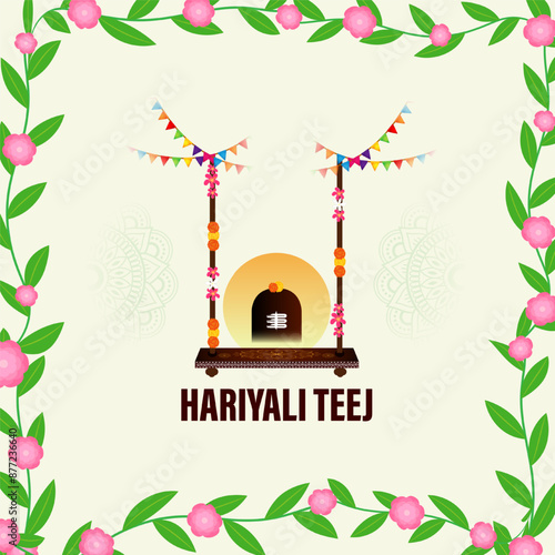 Vector illustration of Happy Hariyali Teej social media feed template photo