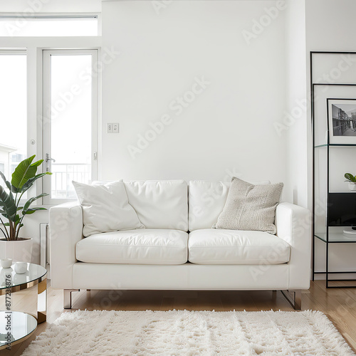 modern living room interior design with white sofa