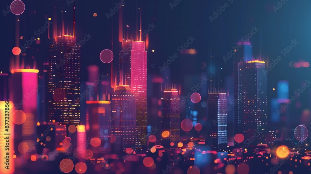 Abstract Business Background with Buildings and Coins, Financial Concept Abstract Business Background with Buildings and Coins, Financial Concept