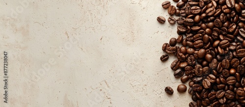 Coffee beans scattered on t...