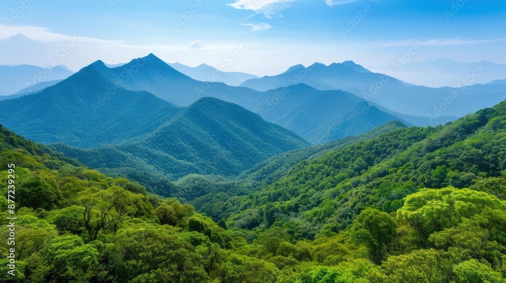 Fototapeta premium Mountain landscape with protected wildlife corridors, natural habitat preservation, eco-friendly management