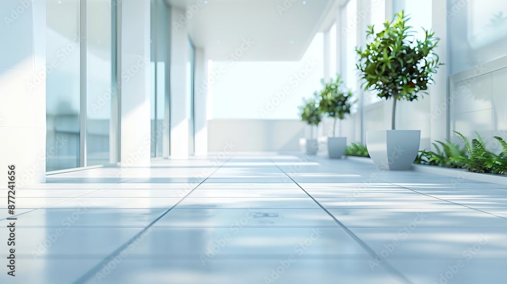 Blurred Empty White Modern Terrace Building Background for Product Display Montage Blurred Empty White Modern Terrace Building Background for Product Display Montage