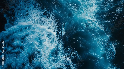 Wallpaper Mural Aerial view of deep blue sea with frothy waves Torontodigital.ca