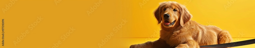 Fototapeta premium Detailed 3D Model of a Golden Retriever for Party Greeting Card: AI-Generated Concept from Chatbot Interface. Perfect for Product Visualization, E-commerce, and Creative Digital Design. High-Definitio