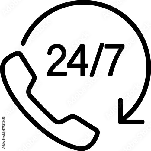 24/7 Icon. 24 Hours and 7 Days in Week Service. Always Open Icon. Vector Stock Illustration