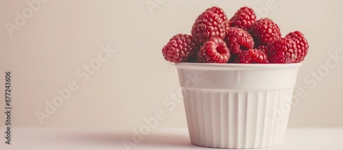 A white ceramic bucket with...