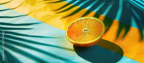 Sliced orange on vibrant ba...