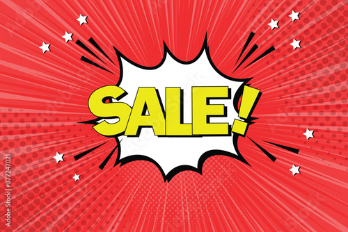 Sale pop art splash background, explosion in comics book style.
