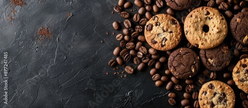 Dark coffee beans with cook...