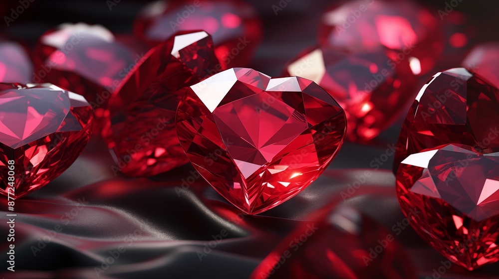 Heart-Shaped Ruby Gemstones Shining Brightly with Elegance and Romance Heart-Shaped Ruby Gemstones Shining Brightly with Elegance and Romance