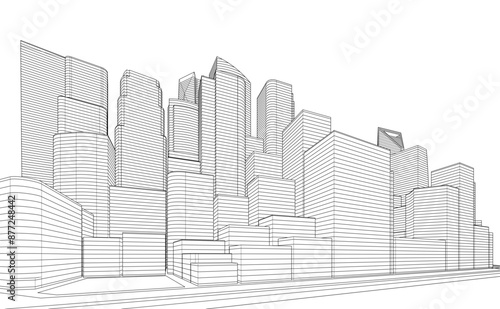 Modern architecture. Building concept sketch.