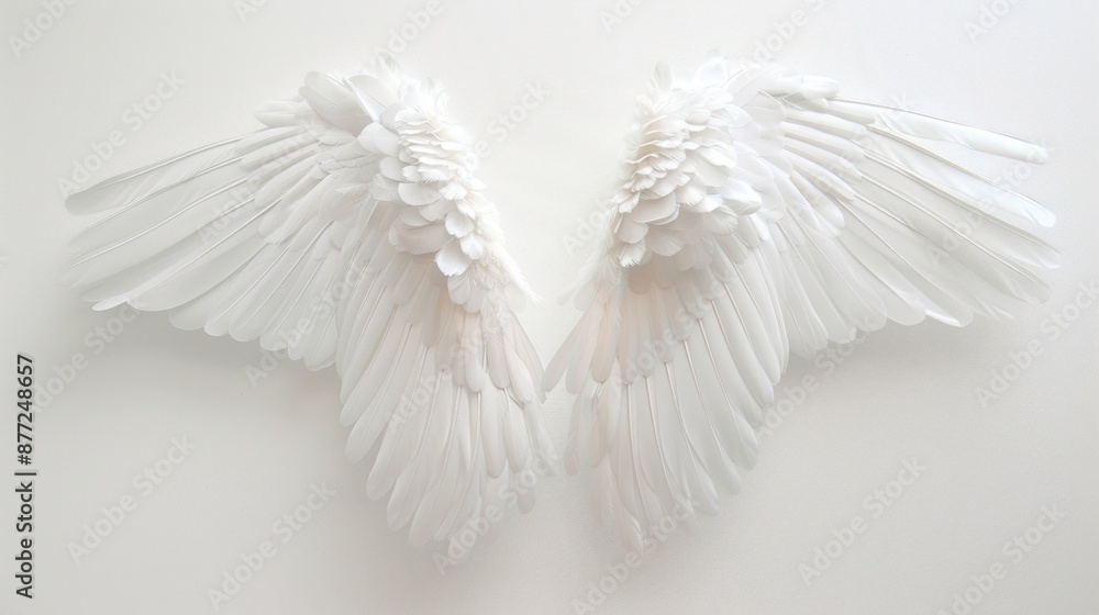 Fototapeta premium Pair of white angel wing bird white background lightweight. 