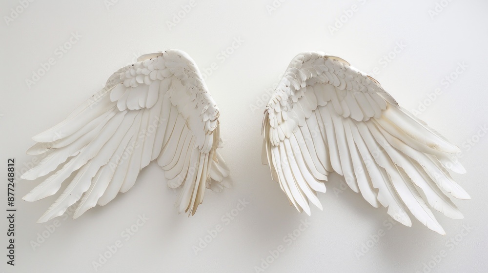 Fototapeta premium Pair of white angel wing bird white background lightweight.. 