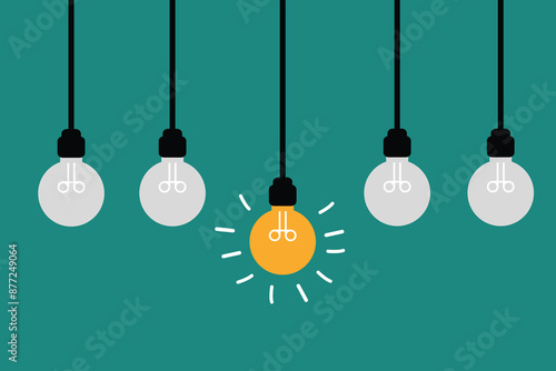 Idea think concept with light bulb.different concept.Flat style.