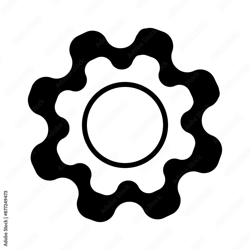 Illustration showing a black settings icon on a white background Illustration showing a black settings icon on a white background