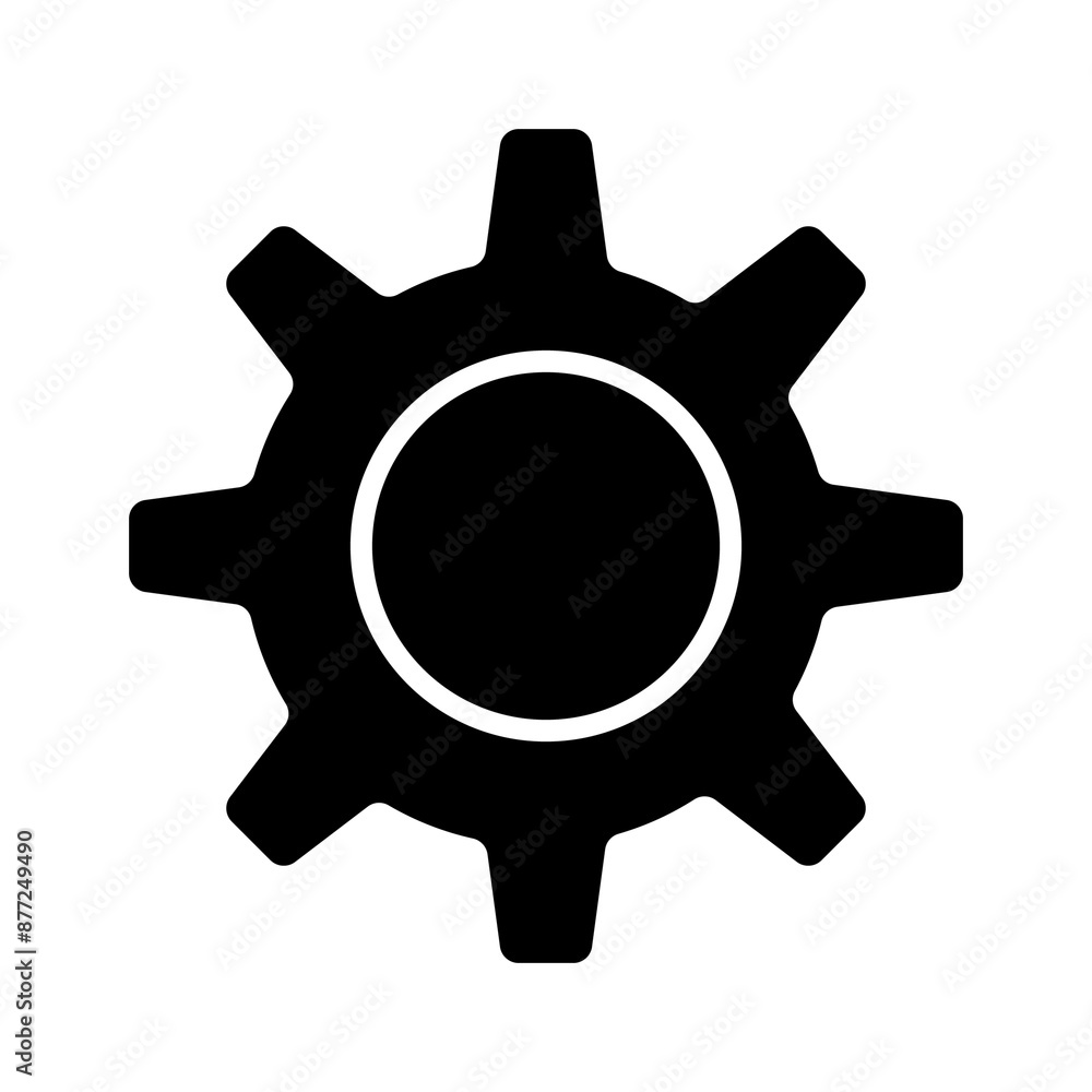 Illustration showing a black settings icon on a white background Illustration showing a black settings icon on a white background