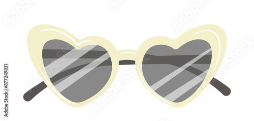 Girlish sunglasses with heart shape and protective optic glasses isolated vector illustration