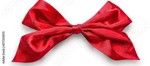 A vibrant red bow with a cl...