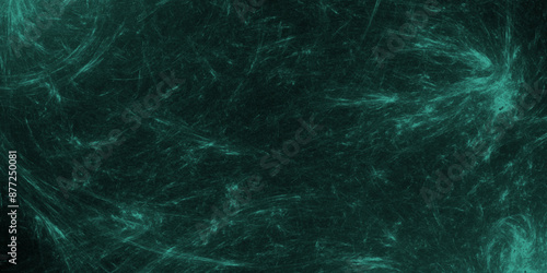 Green dust overlay particle abstract grunge texture on dark background. Abstract distressed vintage grunge. Jade color black particle explosion on dark background. Abstract design with fog on black