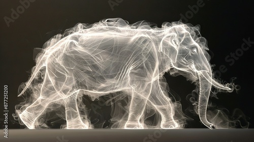   A clear photo of an elephant perched atop a table with its trunk held high