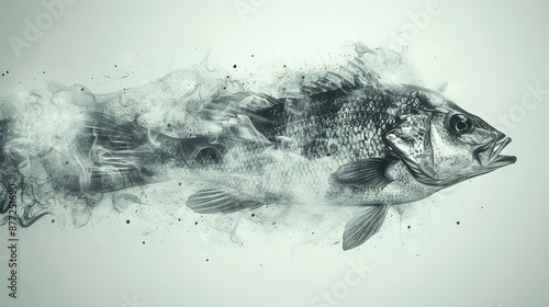   A monochromatic picture of a fish emitting a considerable amount of smoke from its rear end