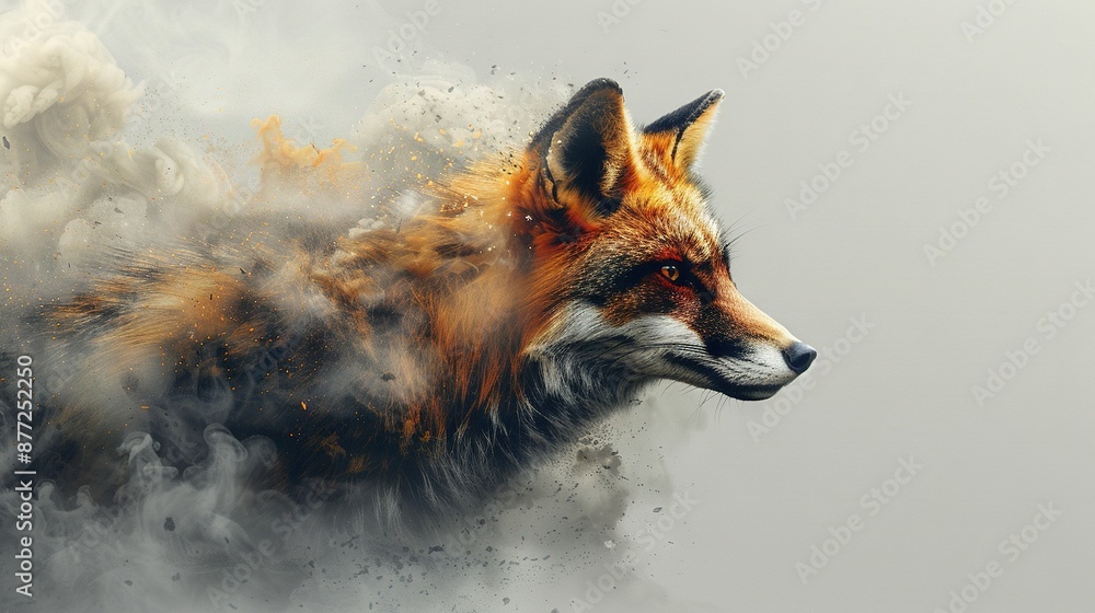 Fototapeta premium A close-up of a fox emitting smoke from its mouth and back
