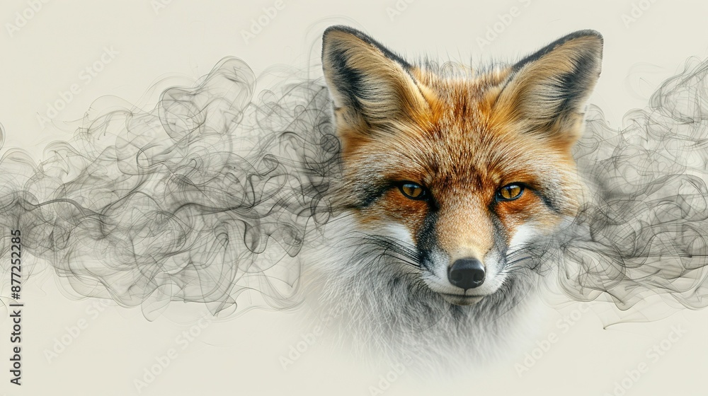A close-up of a fox's face, with a lot of smoke coming out of its mouth A close-up of a fox's face, with a lot of smoke coming out of its mouth