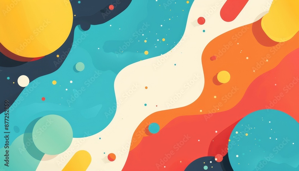 Fototapeta premium Abstract Visionary World in Split-Complementary Colors - Top View Animation with Flat Design Theme