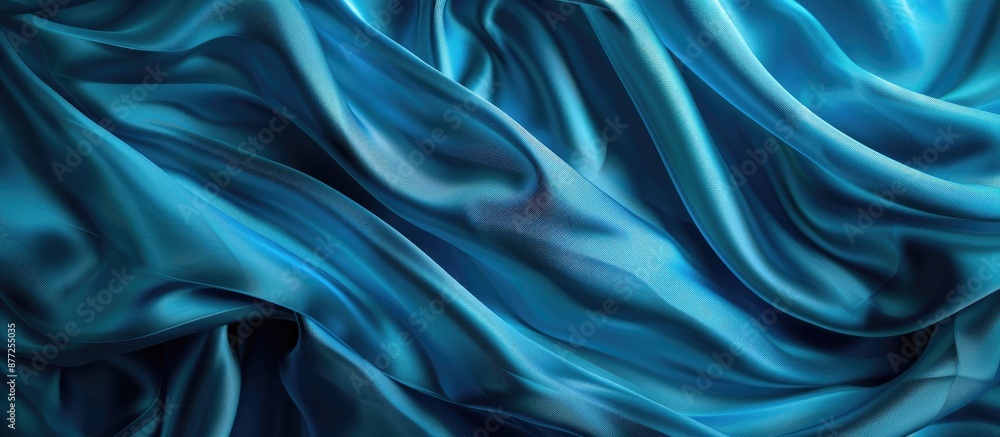 Obraz premium A cerulean silk fabric with drapery creates an abstract background for design elements with copy space image suitable for Valentine s Day with texture pattern and ornaments