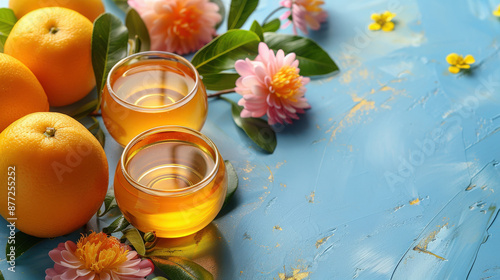 Traditional Jewish holiday New Year. Rosh Hashanah, Jewish New Year holiday. Place for your text.