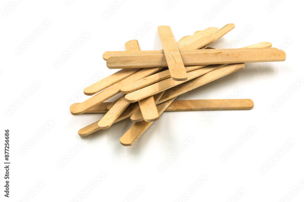 Popsicle sticks for crafts are on a white background. Popsicle sticks for crafts are on a white background.
