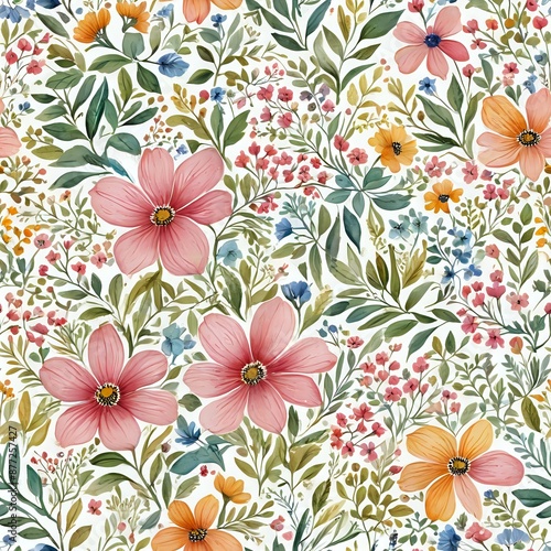 Wallpaper Mural Seamless Pattern: Floral Border with Flowers and Leaves Torontodigital.ca