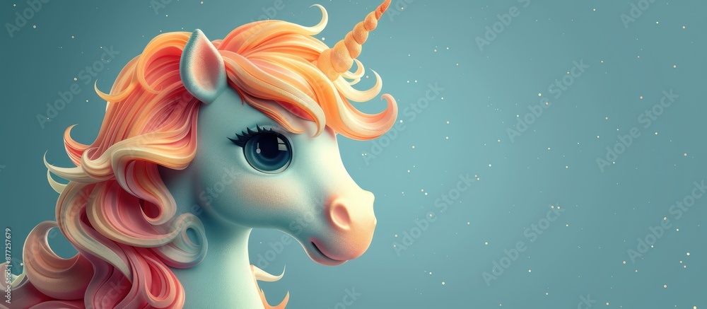 Obraz premium Unicorn toy portrait isolated light blue background