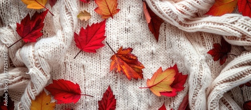 Top view of white knitted a...