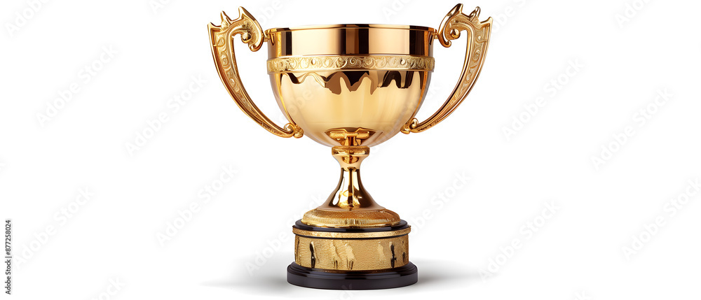 Elegant Golden Trophy Cup Isolated on White Background Elegant Golden Trophy Cup Isolated on White Background