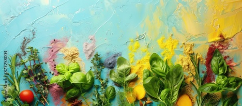 Fresh spices and herbs arra...