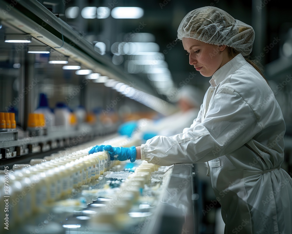 Industrial Hygiene - Workers Cleaning and Sanitizing Equipment in Dairy Processing Plant for Safety and Quality Assurance Industrial Hygiene - Workers Cleaning and Sanitizing Equipment in Dairy Processing Plant for Safety and Quality Assurance