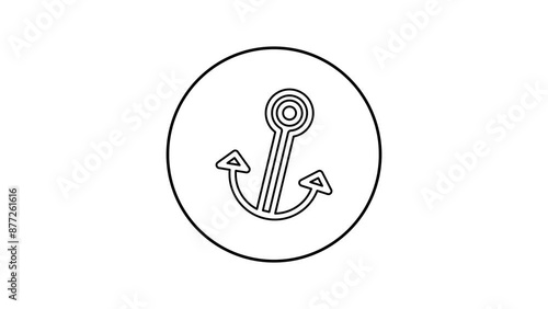 Animated of harbol hook icon. anchor icon line animation photo