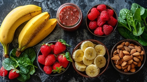 Fresh and Colorful Smoothie Flat Lay