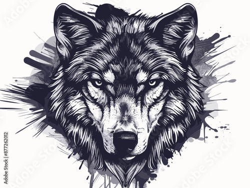 A wolf with a fierce look on its face. The wolf is the main focus of the image