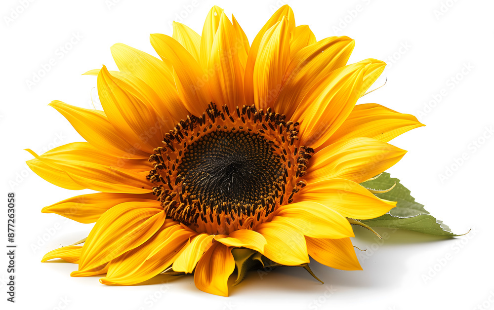 Fototapeta premium Vibrant Orange Sunflower on a Bright White Background