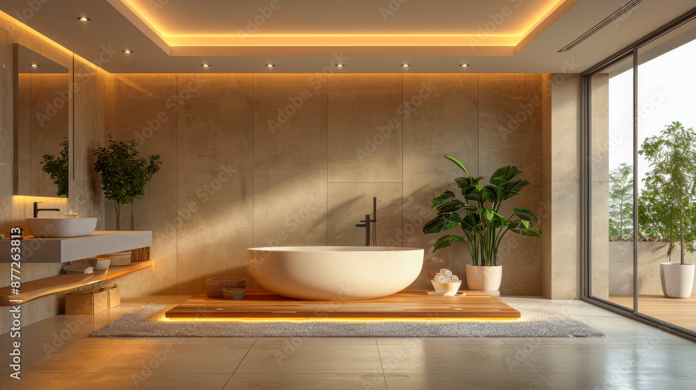 Modern Minimalist Bathroom Design with Sunlight Modern Minimalist Bathroom Design with Sunlight