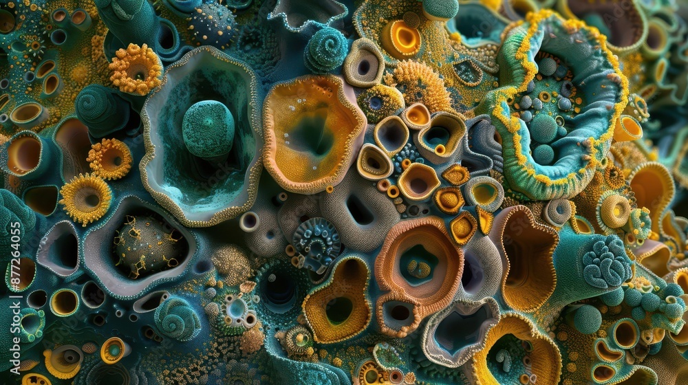 magnified view of colorful bacteria colonies swirling patterns and textures microbial world exploration magnified view of colorful bacteria colonies swirling patterns and textures microbial world exploration