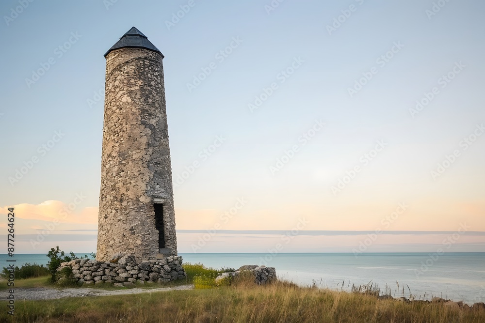 Stone Lighthouse on a Coastal Cliff Stone Lighthouse on a Coastal Cliff