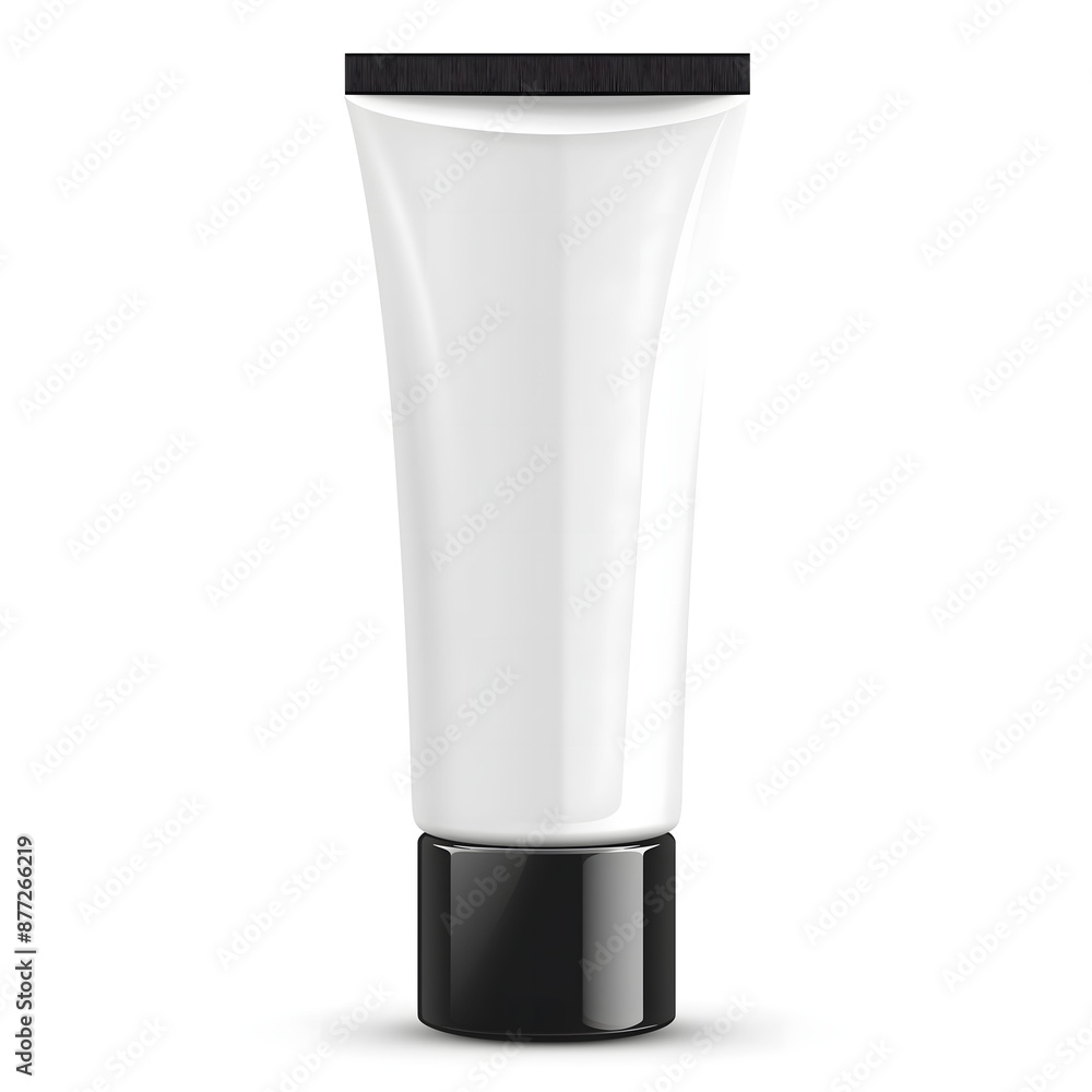 Blank Cosmetics Tube with Black Cap on Clean Background Blank Cosmetics Tube with Black Cap on Clean Background