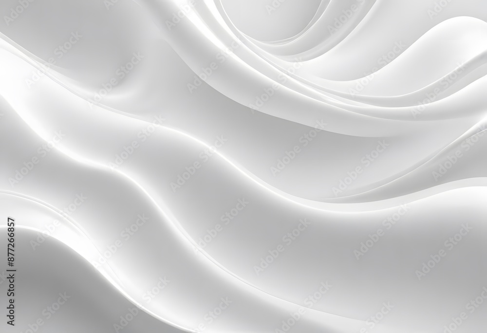 Fototapeta premium 3D white geometric abstract background overlaps layer on bright space with wave decoration. Minimalist modern graphic design element cutout style concept for banner, flyer, card