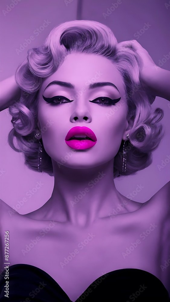 Beautiful model with bright pink lips Beautiful model with bright pink lips