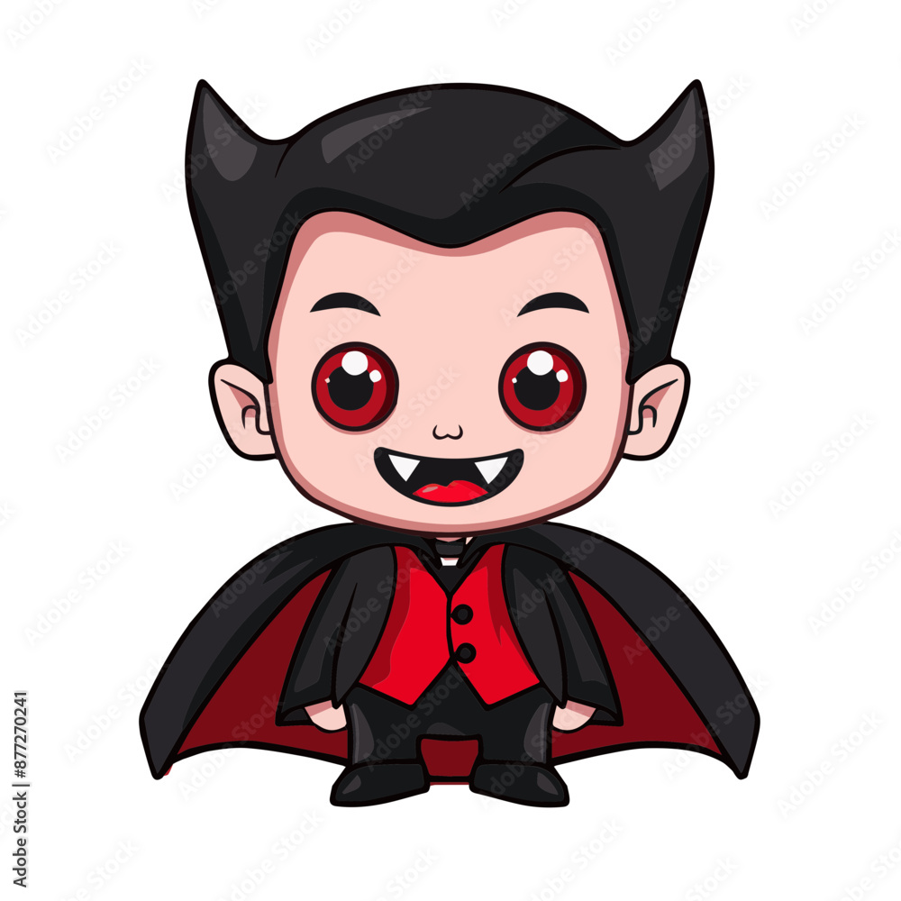 Cute Cartoon Halloween Vampire Character on an White Background Cute Cartoon Halloween Vampire Character on an White Background