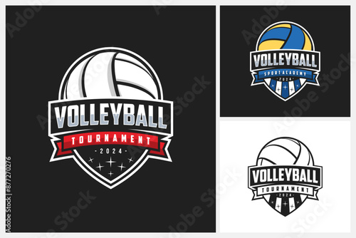 Volleyball logo design template, volleyball team emblem collection, volleyball tournament logo design vector illustration